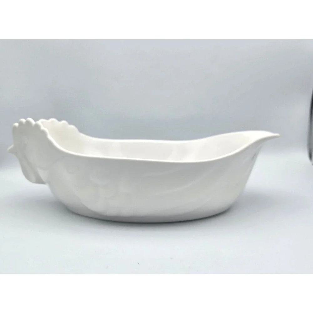 Revol‎ France Large Chicken Shaped Casserole Serving Baking Dish White P12 13.5